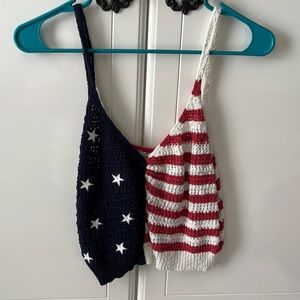 Knitted American flag crop top